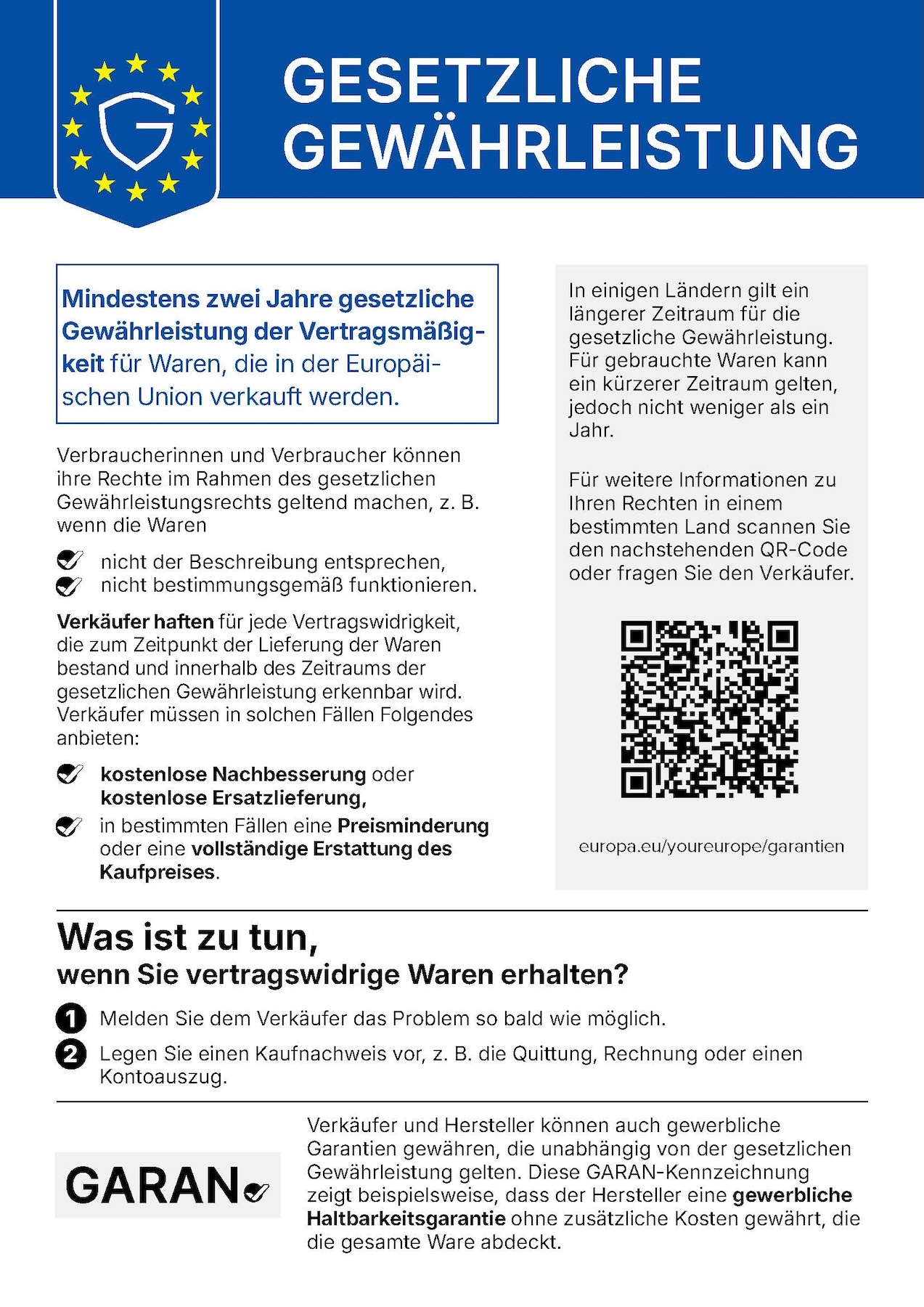 Hinweisblatt zur gesetzlichen Gewährleistung (Deutsch) als PDF herunterladen