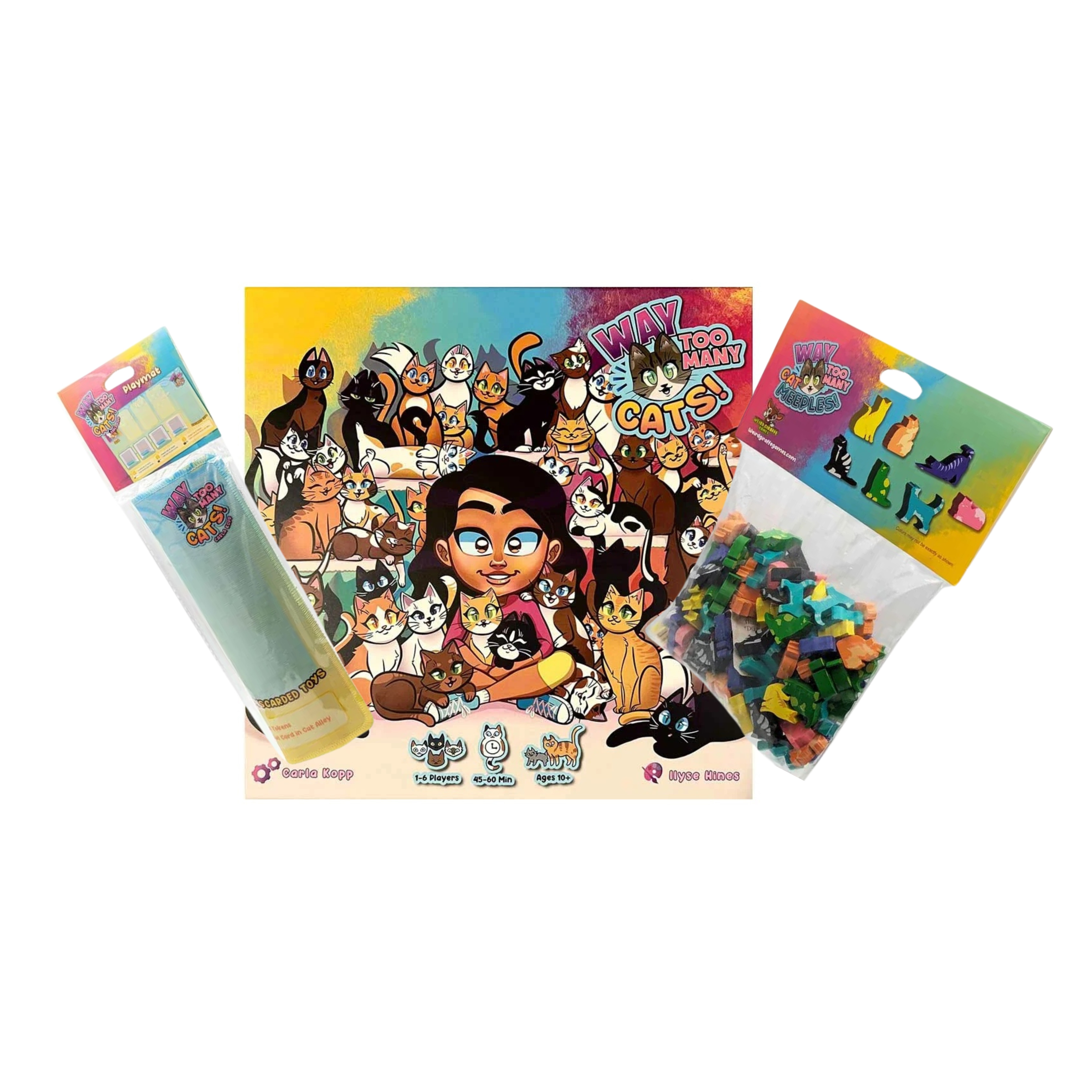Bundle: Way Too Many Cats (Grundspiel + Cat Meeples + Playmat) (EN)