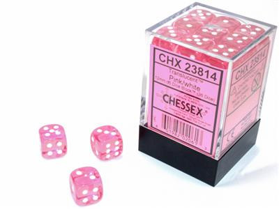 Chessex 12mm W6 - Translucent pink/white Block™ (36 dice)