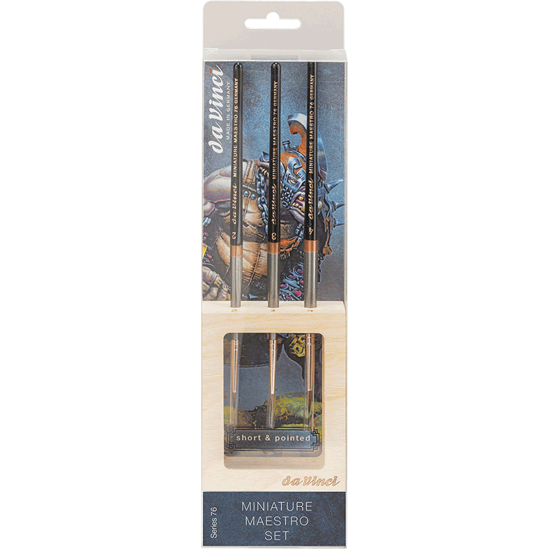 Miniature Maestro Set - Serie 76 (3 Pinsel im Holzständer)(Geschenkset)