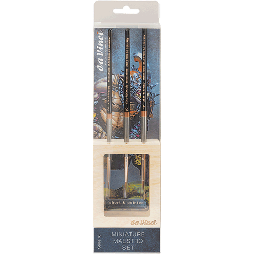 Miniature Maestro Set - Serie 76 (3 Pinsel im Holzständer)(Geschenkset) 