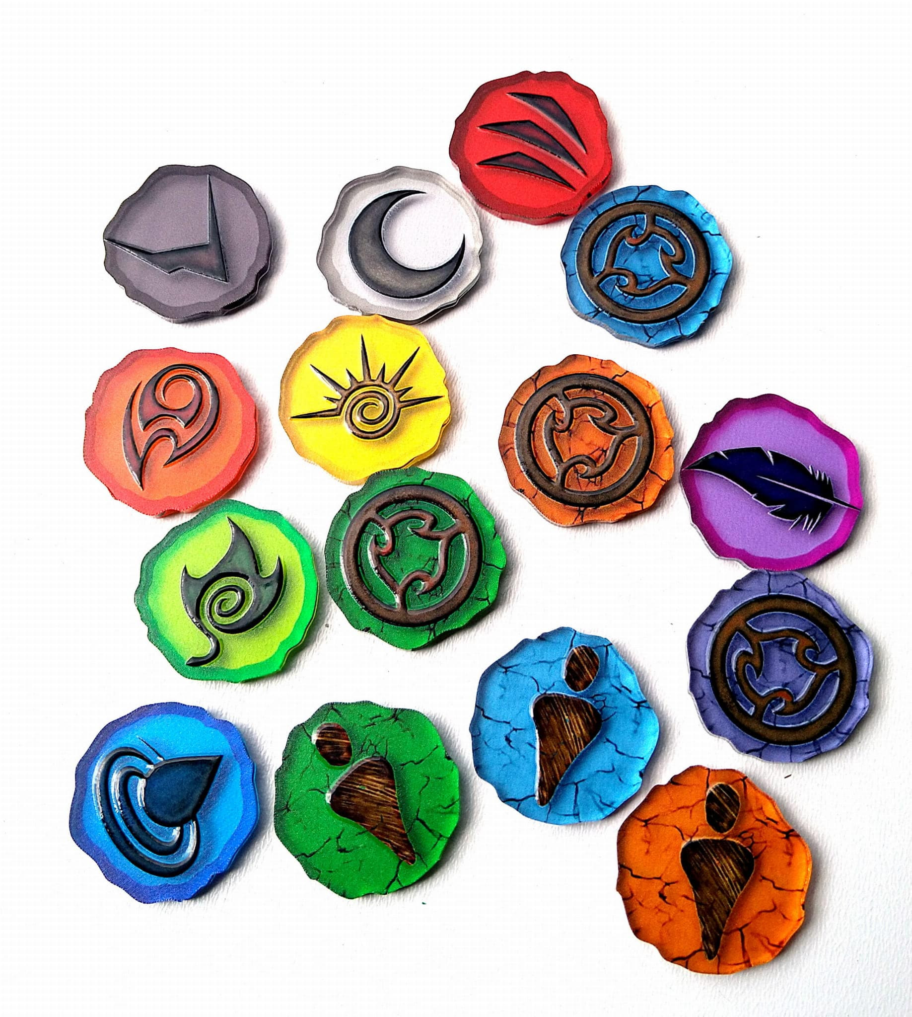 Acrylic Token und Marker für Zerklüftete Erde (Spirit Island Erweiterung)