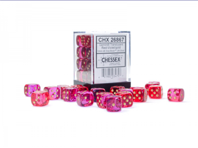 Chessex - Dice Sets Gemini Red-violet/gold Translucent 12mm d6 (36)