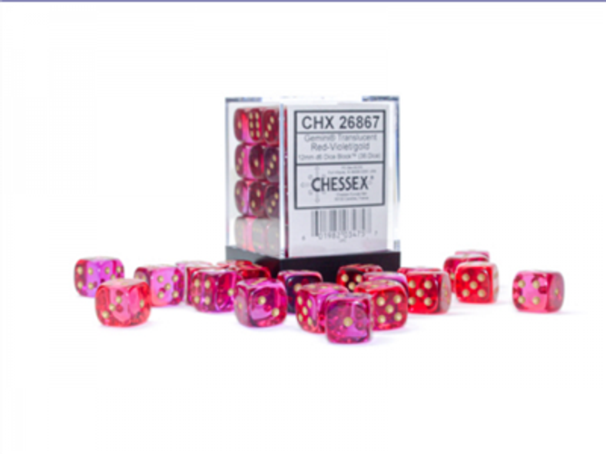 Chessex - Dice Sets Gemini Red-violet/gold Translucent 12mm d6 (36)