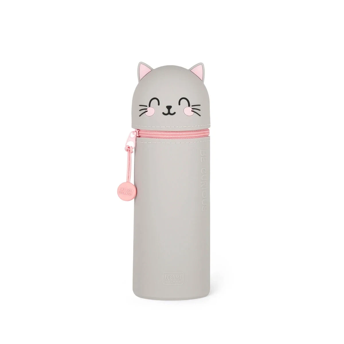 2-in-1-Federmäppchen aus Silikon Kitty „Be Curious“